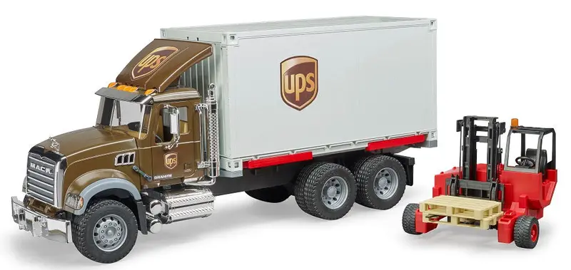 #02828 1/16 Ups Logistics Mack Granite Truck With Forklift 1