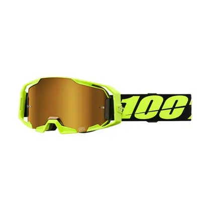 100% Armatic Goggles - Black/Neon Yellow, Mirror True Gold Lens 1