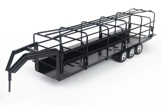 #200849 1/16 Black Gooseneck Triple Axle Long Trailer With Split Gates 1