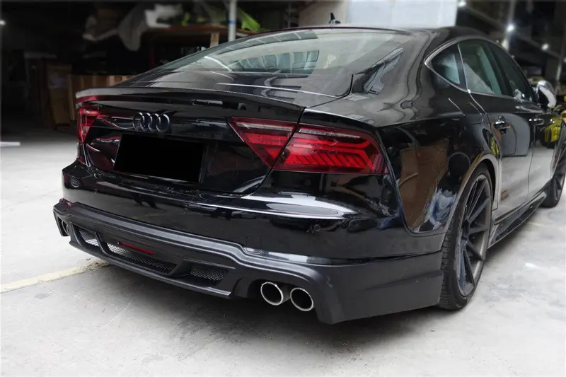 2012-2014 Audi A7 A7 Sports Line Wd Style Rear Lip Diffuser With Exhaust Tips 1