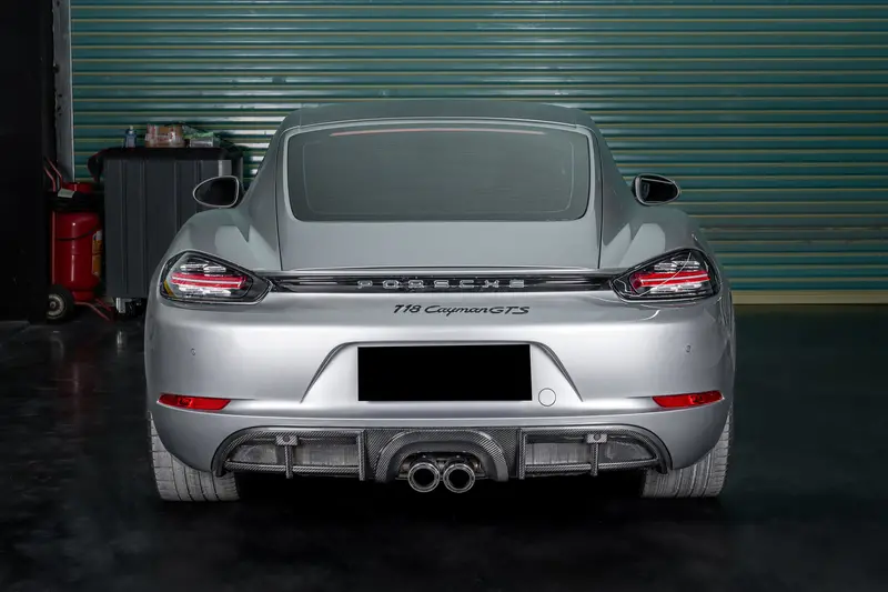 2017-2025 Porsche 718 Cayman Boxster Gt4 Style Dry Carbon Fiber Middle Exhaust Rear Diffuser Lip 1