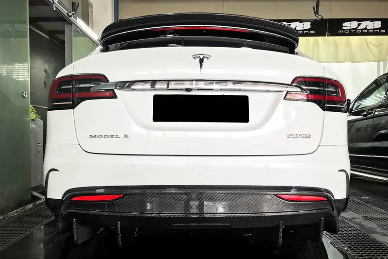 2019-2021 Tesla Model X Suv Rzs Style Carbon Fiber Rear Diffuser 1