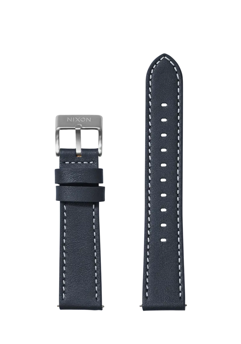 20Mm Stitched Leather Band - Navy 1