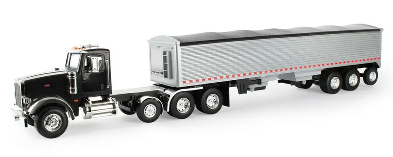 #47367 1/16 Big Farm Black Peterbilt Model 367 Semi With Silver Grain Trailer 1