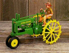 #5702 1/16 #5 Red Mccune With John Deere Model Tractor, Foxfire Farm Series 1