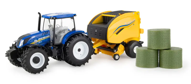 #61029 1/32 New Holland T6.175 Tractor With Roll-Belt 561 Round Baler And Bales 1