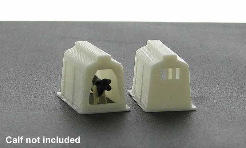 #64-335-Wt 1/64 White Calf Shelter - 2 Pc. 1
