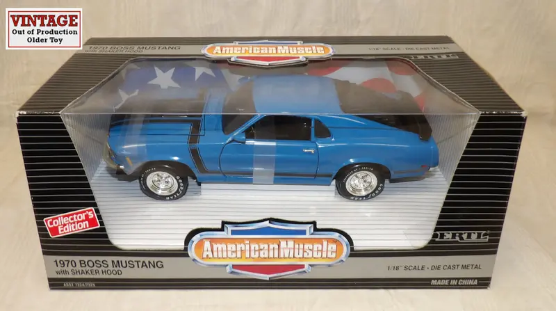 #7325 1/18 1970 Boss Mustang With Shaker Hood - Grabber Blue 1