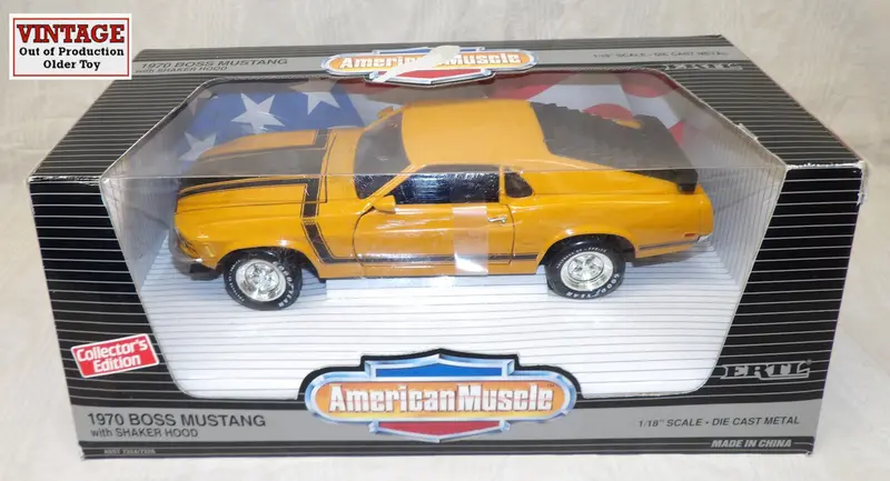 #7326 1/18 1970 Boss Mustang With Shaker Hood - Grabber Yellow 1