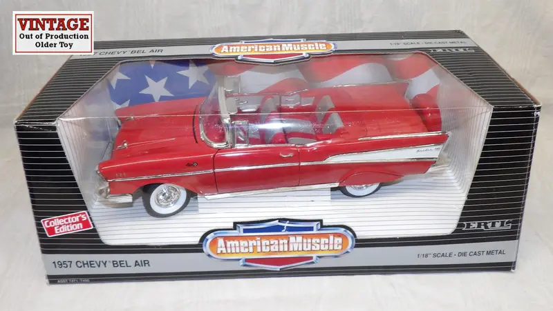 #7490 1/18 1957 Chevy Bel Air Convertible - Matador Red 1