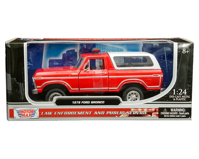 #76983Rd 1/24 Red 1978 Ford Bronco Custom With Light Bar 1