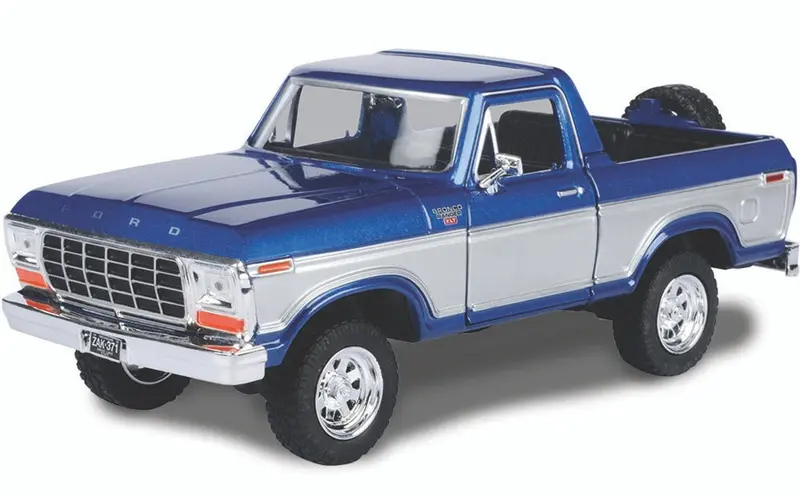 #79372Blwh 1/24 Blue & Silver 1978 Ford Bronco Ranger Xlt Open Top With Spare Tire 1