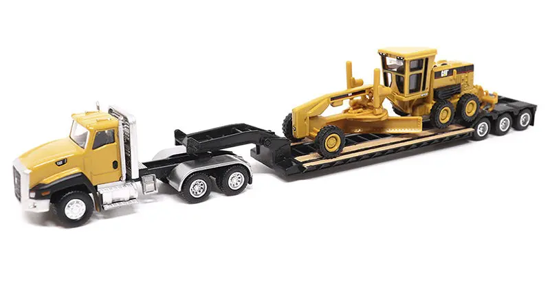 #84414 1/87 Cat Ct660 Day Cab Tractor With Lowboy Trailer & Cat 163H Motor Grader 1