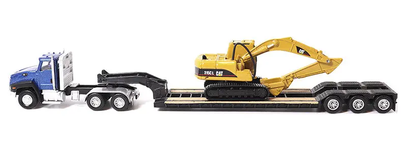 #84415 1/87 Cat Ct660 Day Cab Tractor With Lowboy Trailer & Cat 315C L Hydraulic Excavator 1