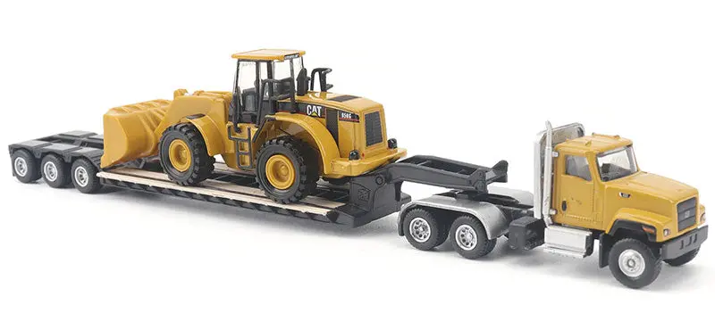 #84418 1/87 Cat Ct681 Day Cab Tractor With Lowboy Trailer & Cat 950G Wheel Loader 1