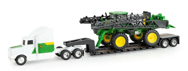 #85030 1/64 John Deere 612R Self Propelled Sprayer With Semi & Lowboy Trailer 1