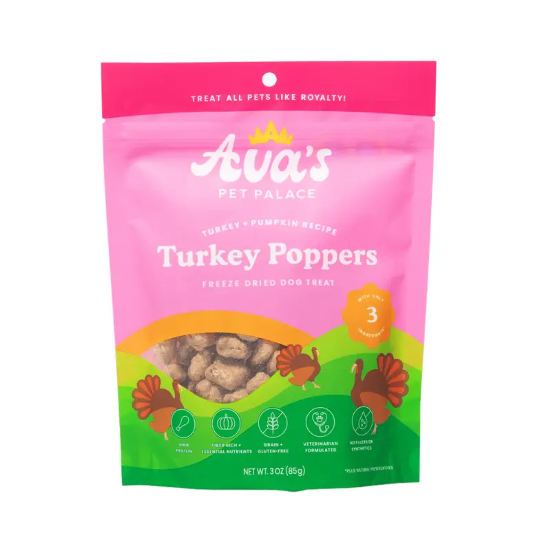 Ava's Pet Palace Freeze Dried Dog Treats - Turkey Poppers 1