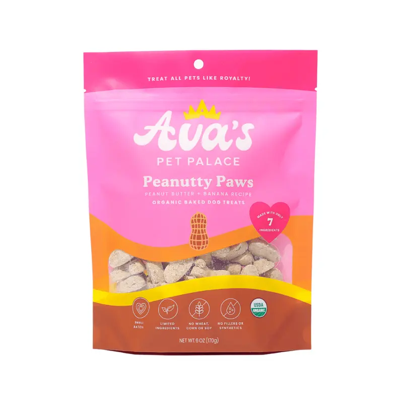 Ava's Pet Palace Organic Baked Dog Treats - Peanutty Paws 1