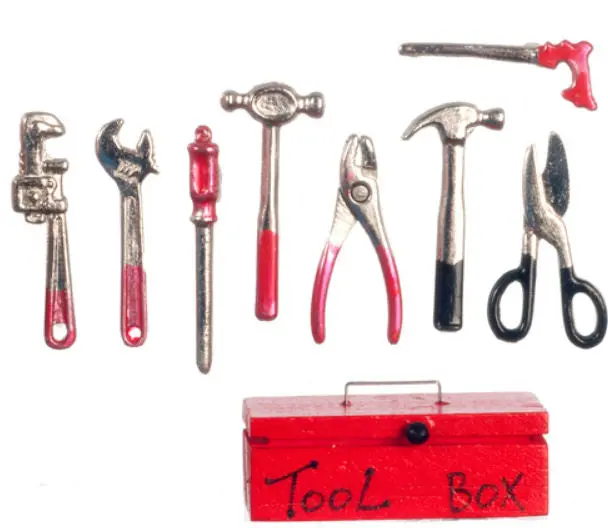 #B0251 1/12 Red Toolbox With Tools 1