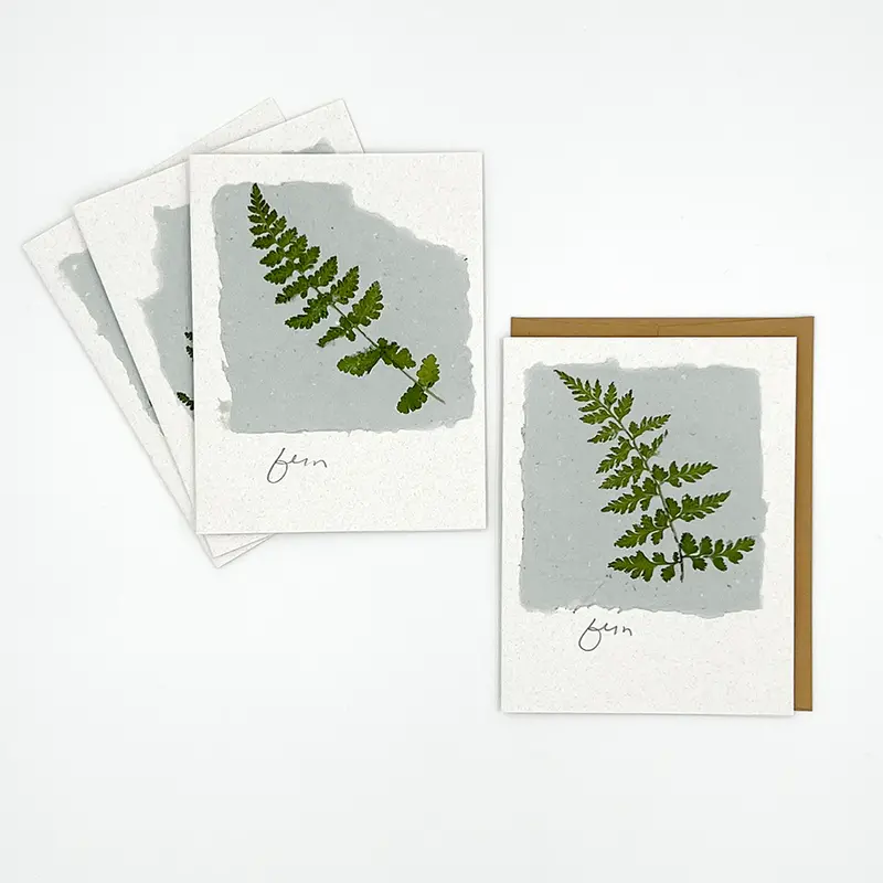 Black Eyed Suzie Designs Pack Of Four Cards And Envelopes- Fern Leaves 1