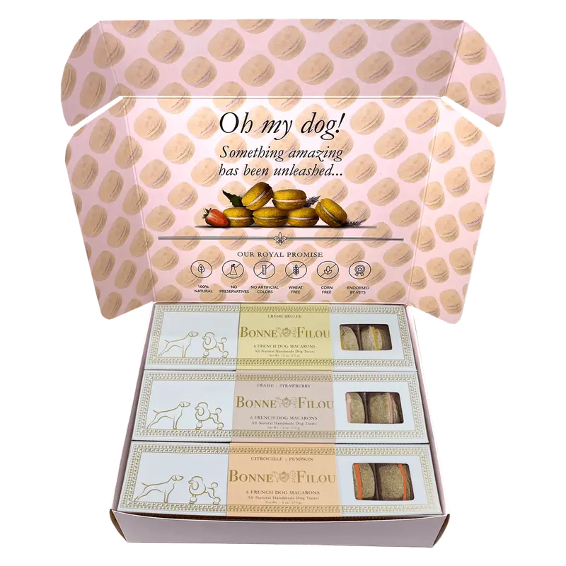 Bonne Et Filou Dog Macaron Combo Gift Box (18 French Dog Macarons) 1