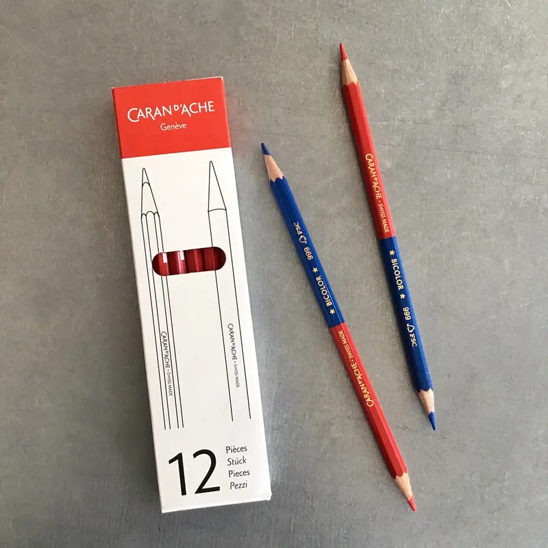 Caran D'ache Bicolor Pencils- Red And Blue 1