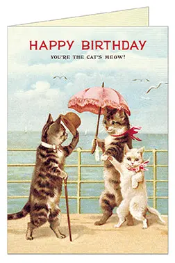 Cavallini & Co. Birthday Cats Strolling Single Card 1