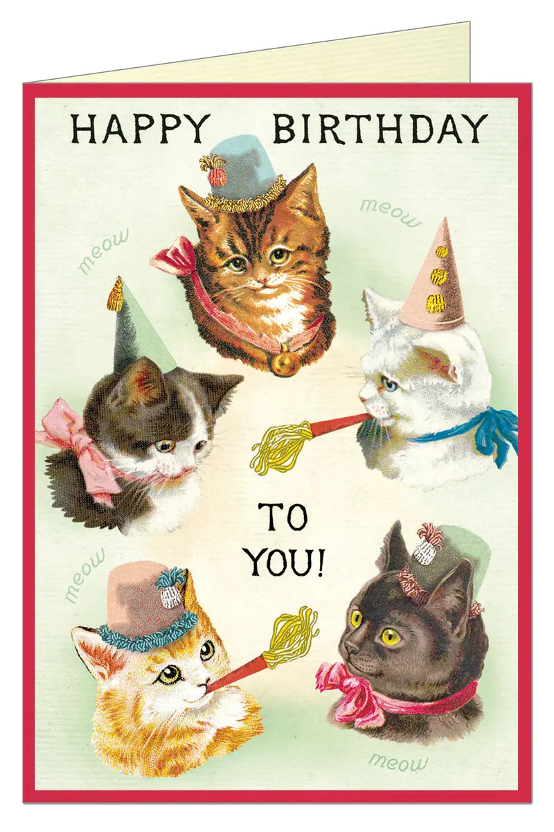 Cavallini & Co. Cat Party Single Blank Birthday Card 1