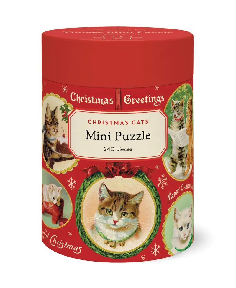 Cavallini & Co. Christmas Cats 240 Piece Mini Puzzle 1