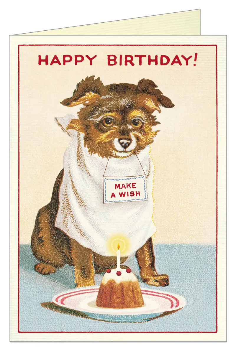 Cavallini & Co. Dog And Cake Single Blank Birthday Card 1