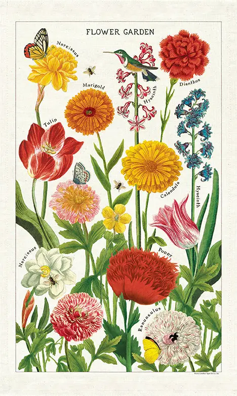 Cavallini & Co. Flower Garden Cotton Tea Towel 1