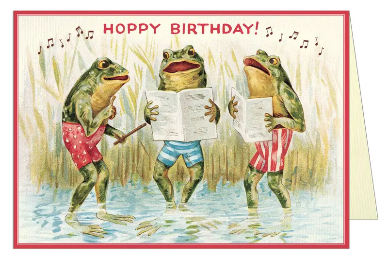 Cavallini & Co. Happy Birthday Singing Frogs Single Card 1