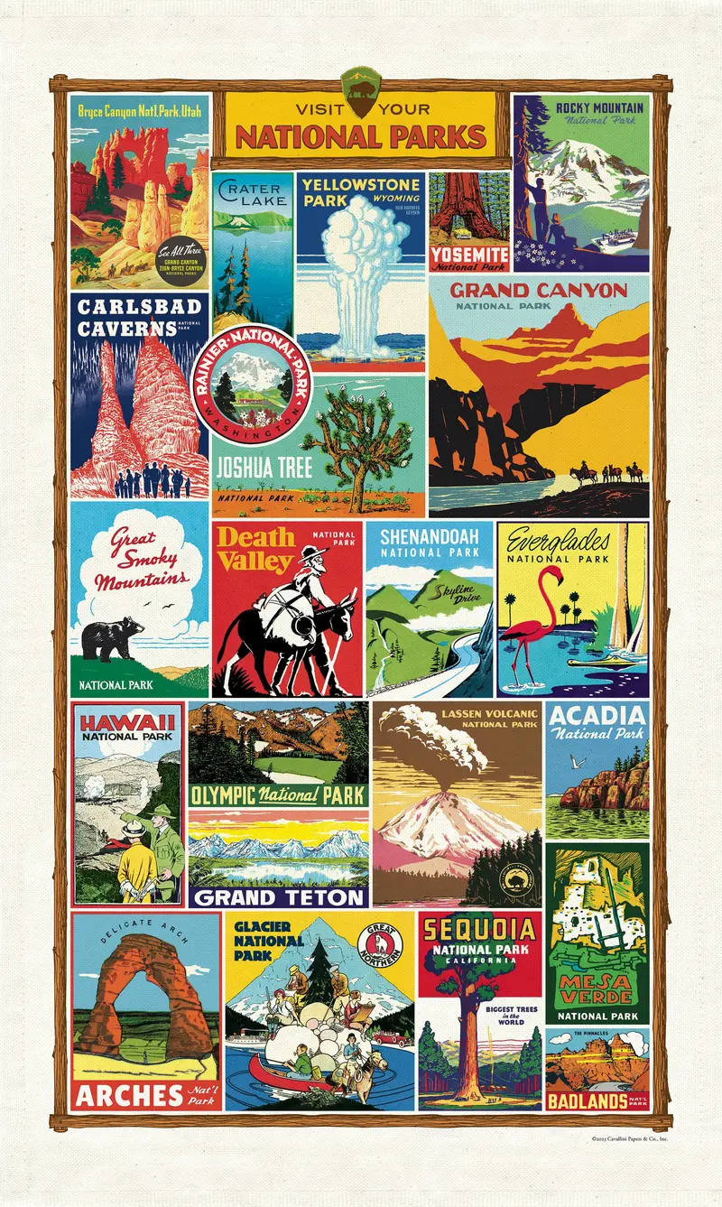 Cavallini & Co. National Parks Cotton Tea Towel 1