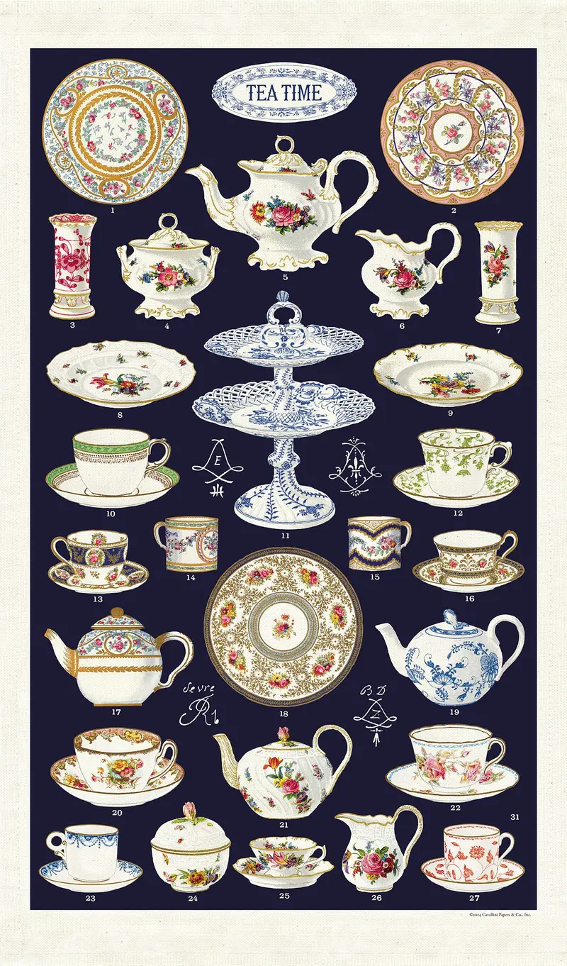 Cavallini & Co. Tea Time Cotton Tea Towel 1