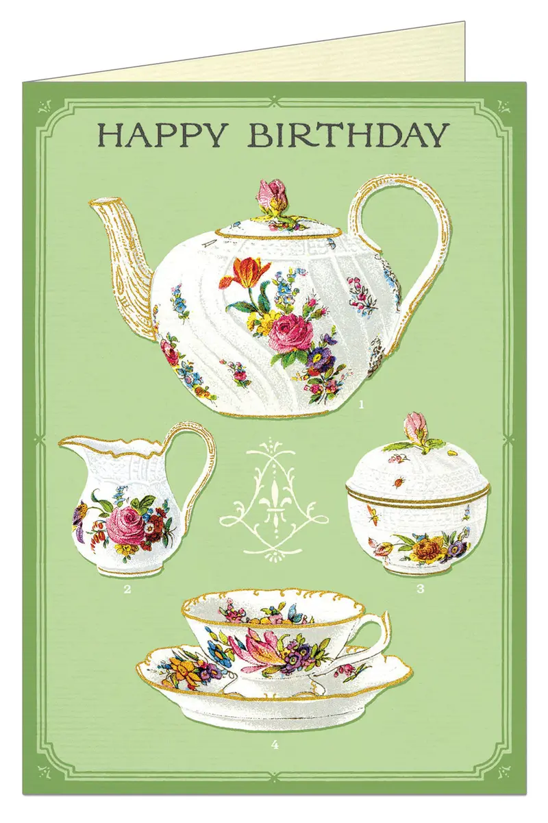 Cavallini & Co. Tea Time Single Blank Birthday Card 1