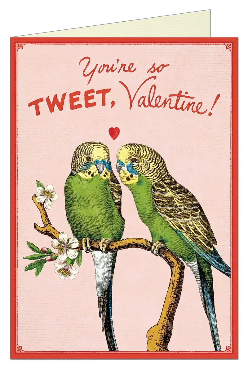 Cavallini & Co. Valentine Lovebirds Greeting Card- Single Card, Blank Inside 1