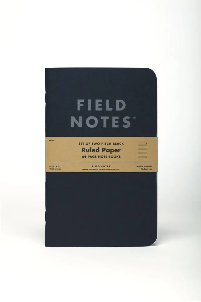 Field Notes Pitch Black Ruled 2-Pack- 4.75 X 7.5 Inch Size 1