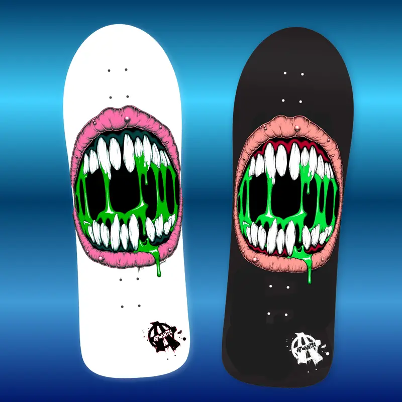 Hand-Painted Skateboard Deck - Slime Mouth Edition 1