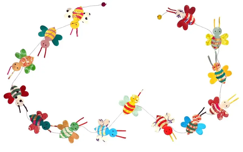 Handmade Lokta Paper Garland- Bee 1