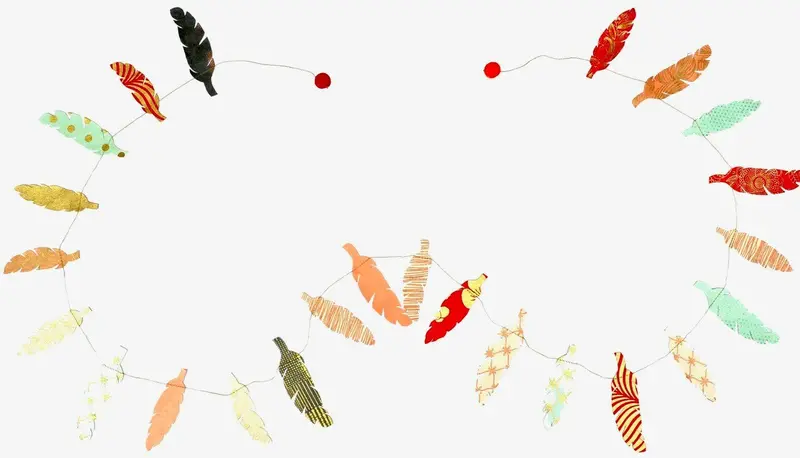 Handmade Lokta Paper Garland- Feathers 1