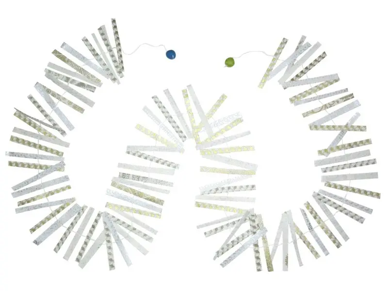 Handmade Lokta Paper Garland- Gold And Silver Stripes 1