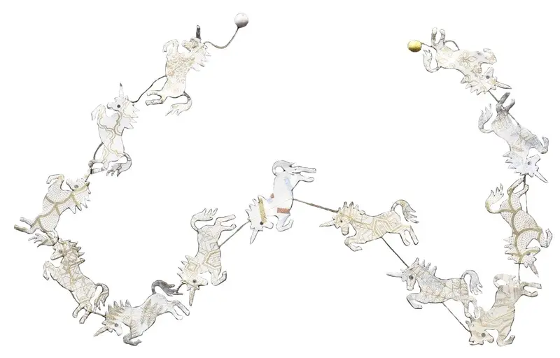 Handmade Lokta Paper Garland- Metallic Unicorn 1