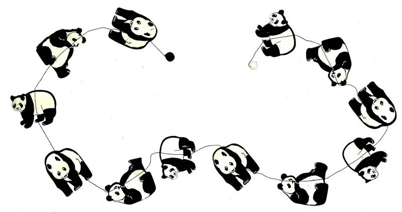 Handmade Lokta Paper Garland- Panda 1