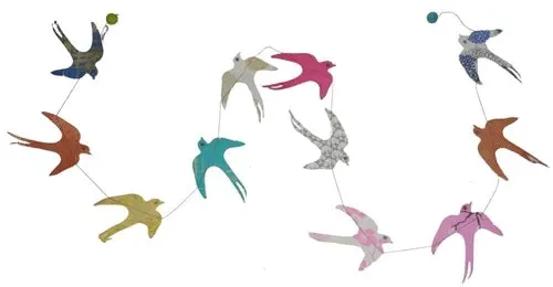 Handmade Lokta Paper Garland- Swallow 1