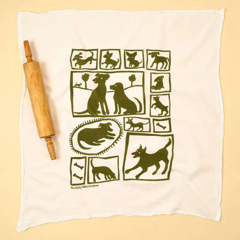 Kei & Molly Flour Sack Cotton Tea Towel- Dogs 1
