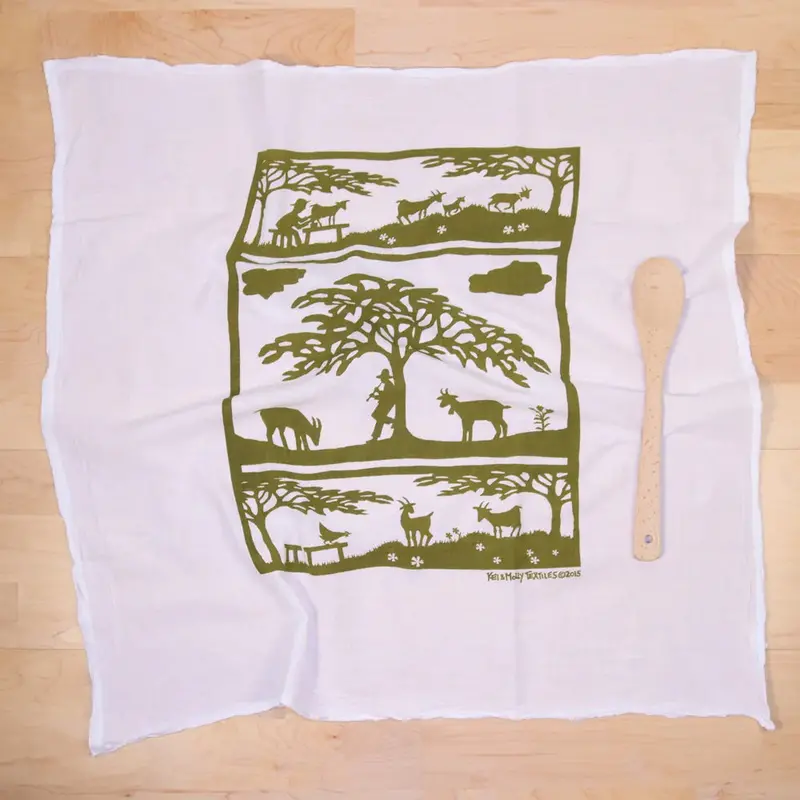 Kei & Molly Flour Sack Cotton Tea Towel- Goats 1