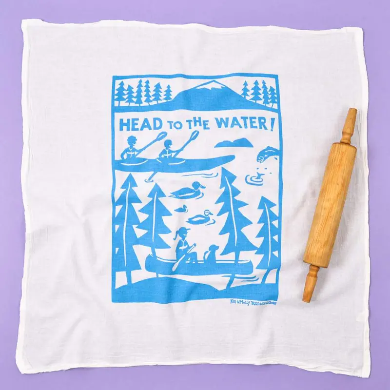 Kei & Molly Flour Sack Cotton Tea Towel- Head To The Water 1