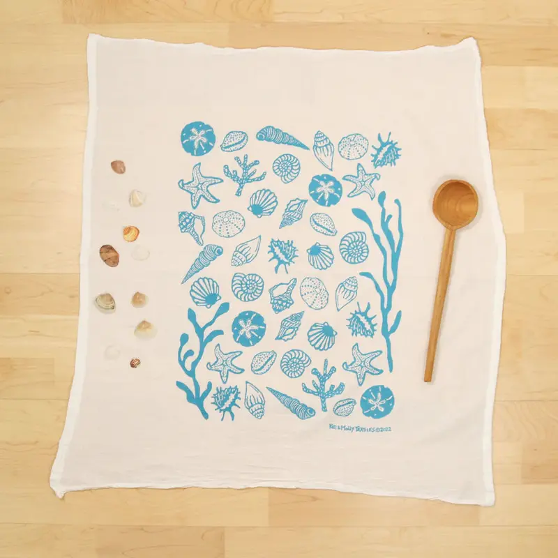 Kei & Molly Flour Sack Cotton Tea Towel- Shells 1