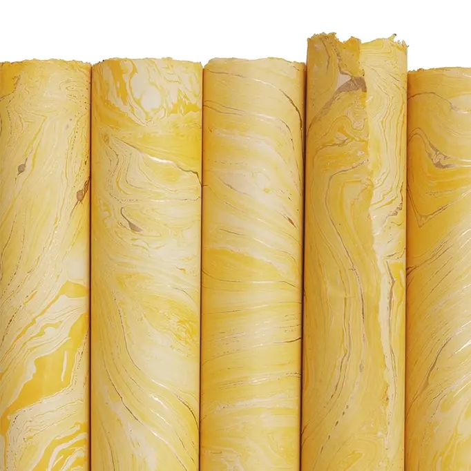 Marbled Paper- Yellow With Gold 1