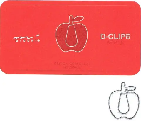 Midori D-Clips- Apple- Box Of 20 Paper Clips 1